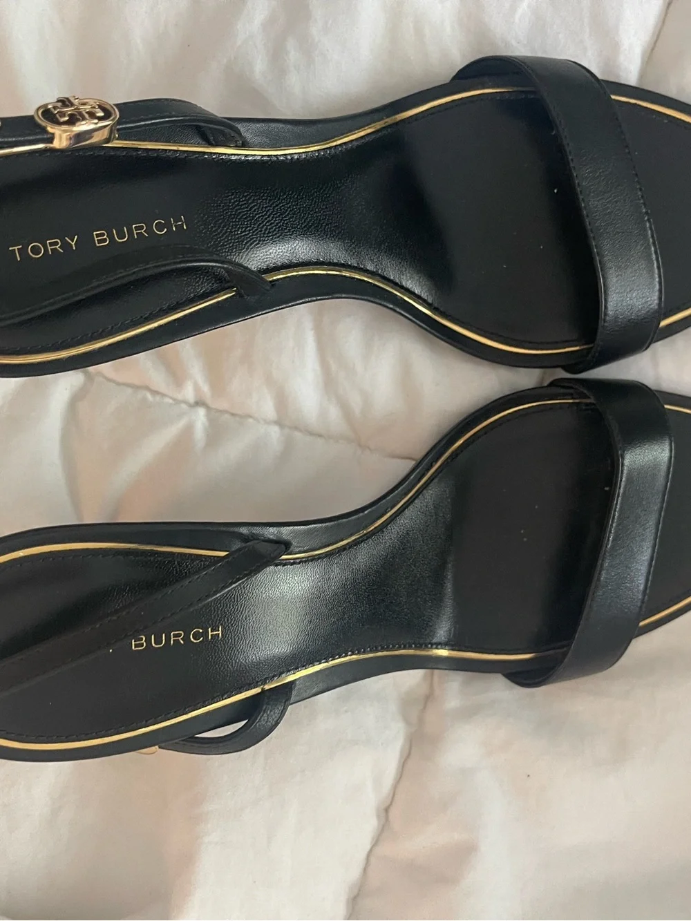 Tory Burch Black Leather Strappy Stiletto Sandals